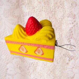 Cake Slice Squishy Strawberry Frosting Kawaii Cute Decora Bag Accessory Decor